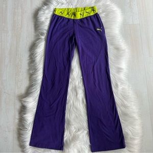 Puma Pull-On Strech Purple Lime Yoga Exercise Pants, M
